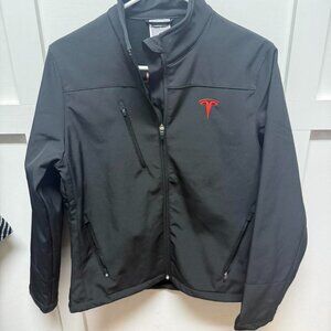 Tesla black softshell jacket with red logo